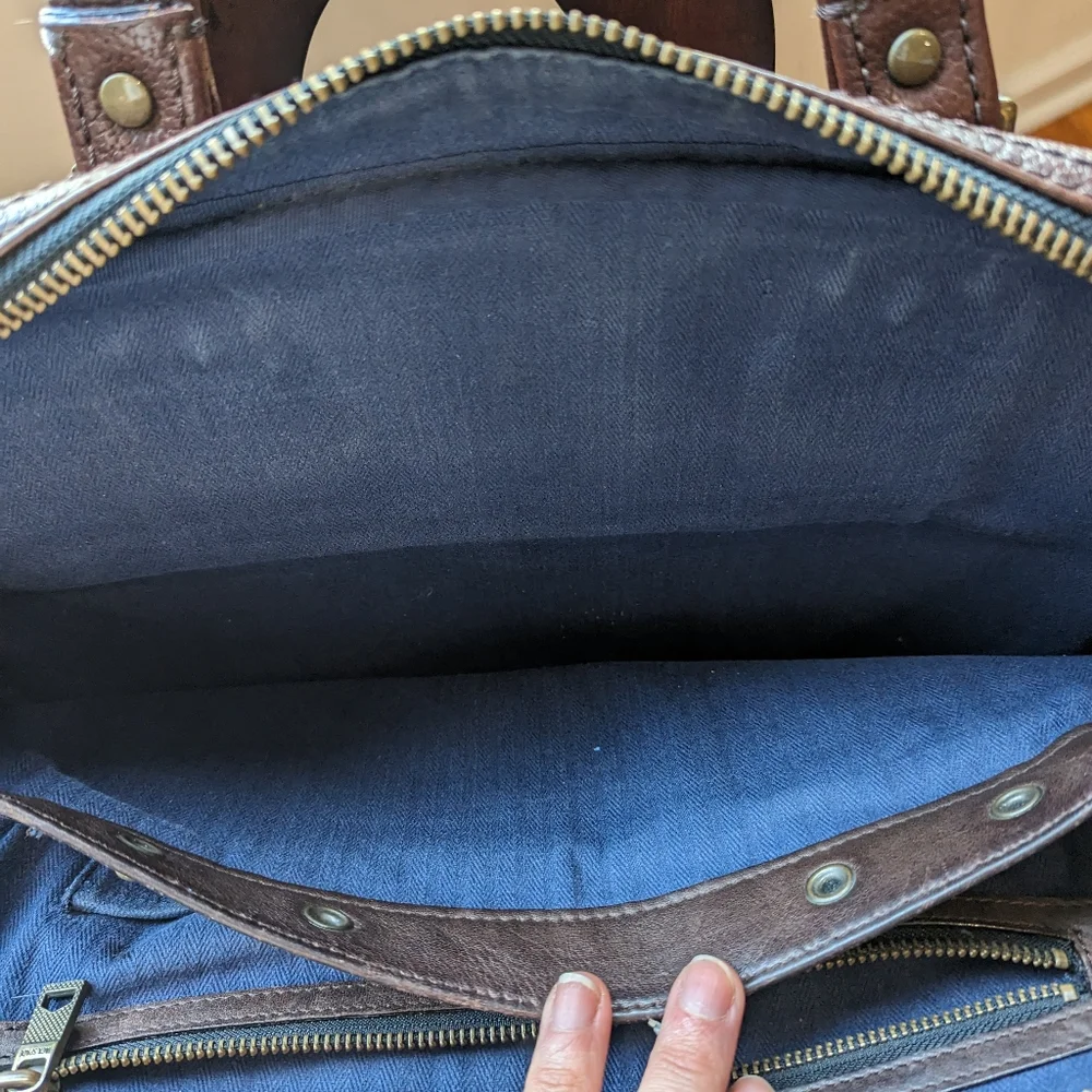 Jack Spade pebble leather brown briefcase with laptop pocket. 16
